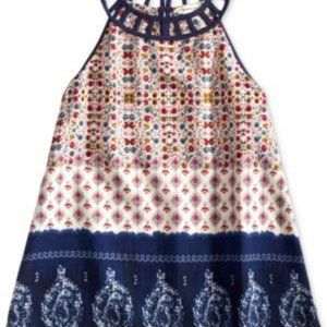 Monteau Girls Cage Neck Classic Print Tank Top. NWT